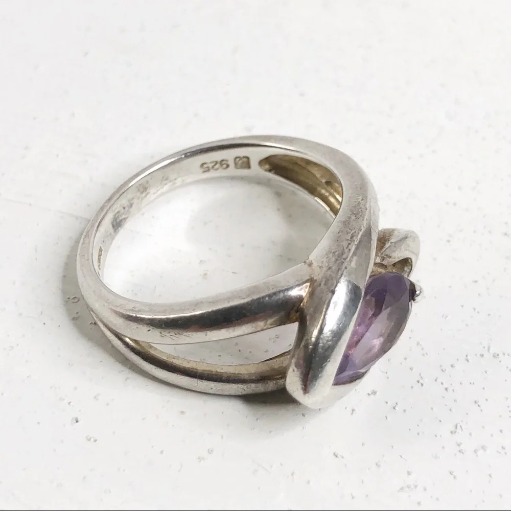 Sterling Silver Purple Stone Ring Size 9